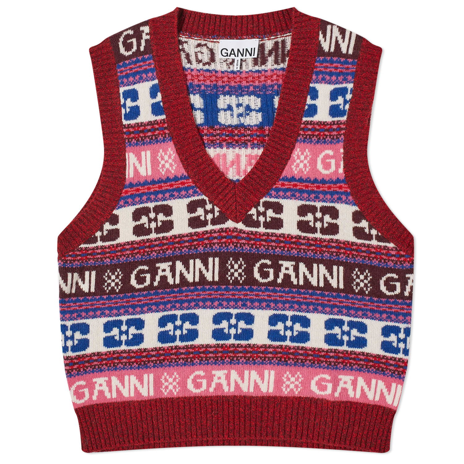 Sveter GANNI Logo Wool Mix Vest Ružová | K2121-999, 0