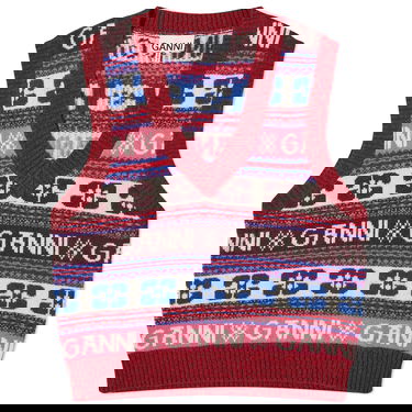 Sveter GANNI Logo Wool Mix Vest Ružová | K2121-999, 0