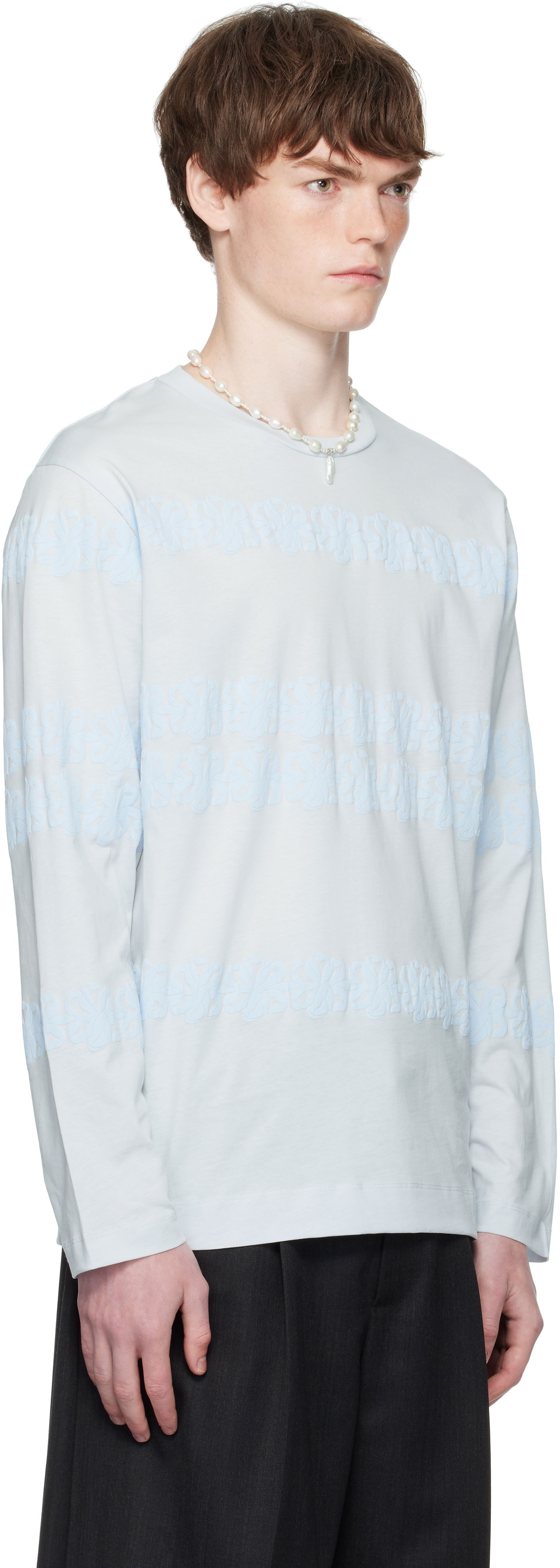 Tričko Simone Rocha Simone Rocha Daisy Chain Print Long Sleeve T-shirt Modrá | 5194P47P48-M 0569, 1
