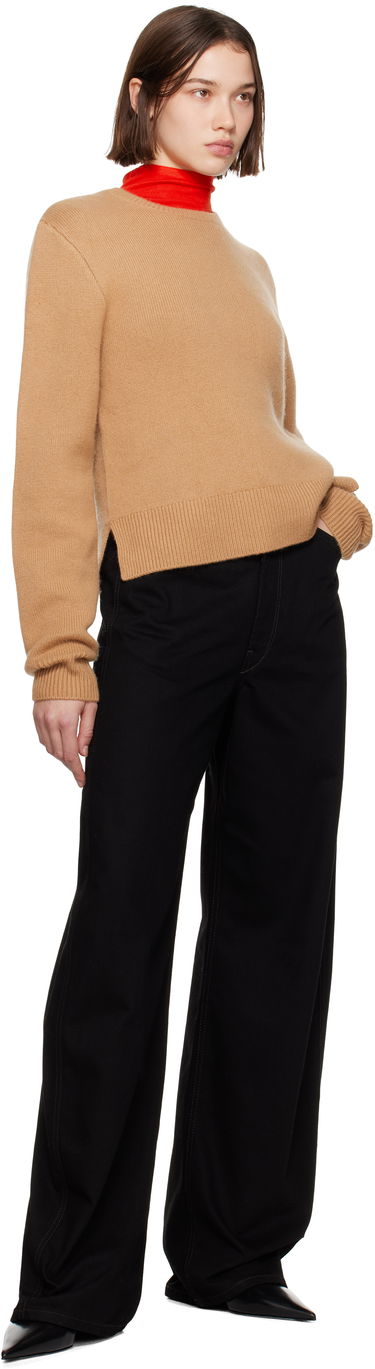 Sveter TOTEME TOTEME Cropped Crew-Neck Knit Sweater Hnedá | 244-WRT0404-YA0126, 3