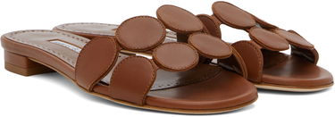 Šaty Manolo Blahnik Manolo Blahnik Haribalmuflat Leather Scalloped Slides Hnedá | 424-1839, 3