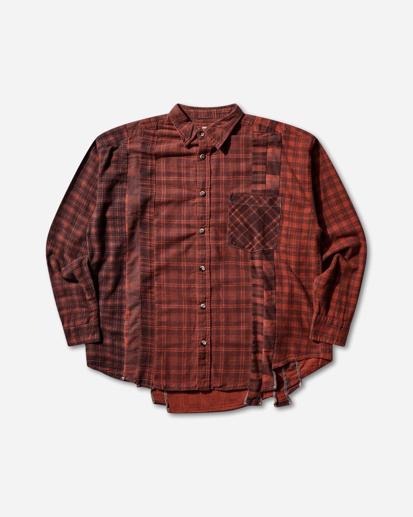 Košeľa Needles 7 Cuts Flannel Shirt Over Dye Vínová | RW394 RED