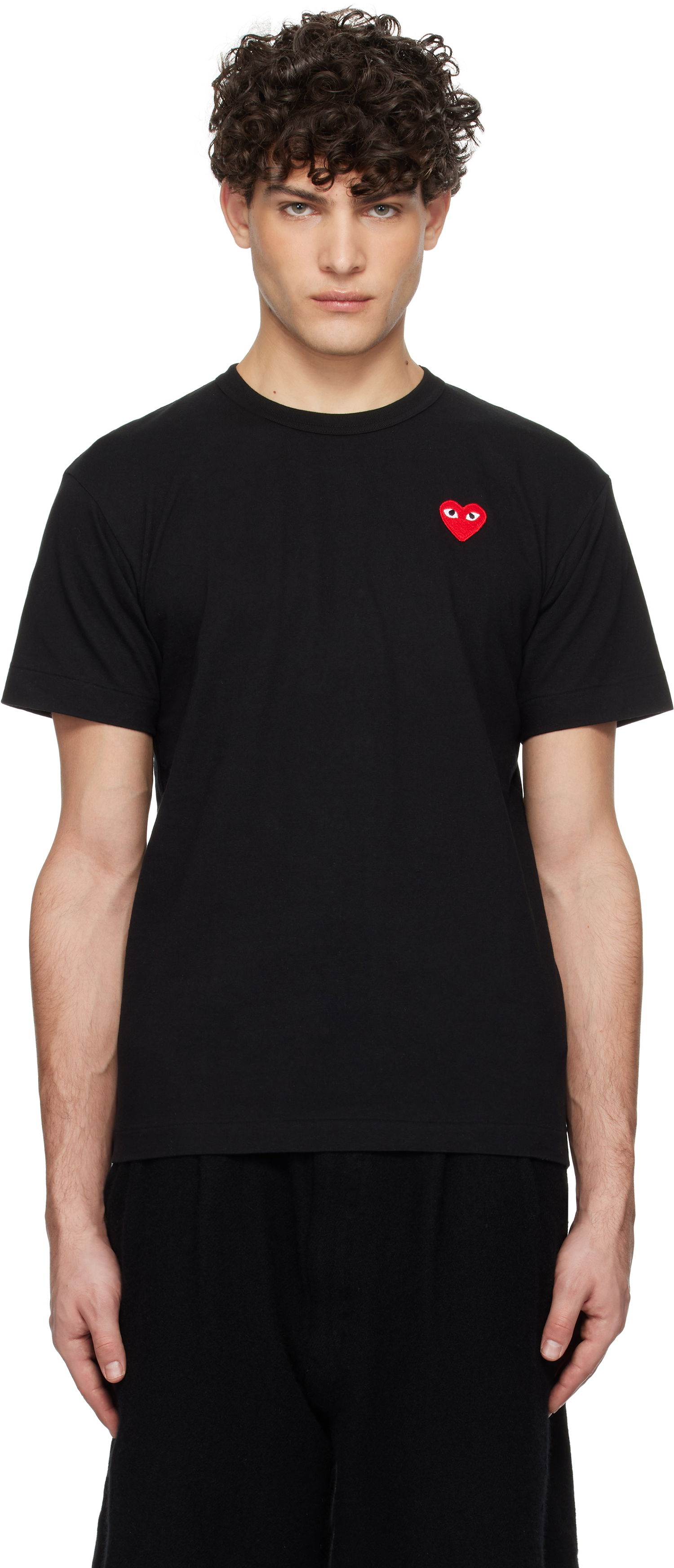 Tričko Comme des Garçons Black T-Shirt with Red Heart Patch Čierna | AX-T108-051, 0