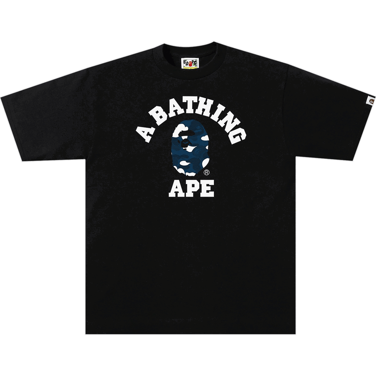 Tričko BAPE Stripe ABC Camo College Tee Navy | 1H80 110 038 BLACK NAVY, 0