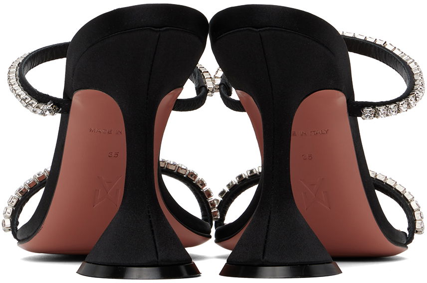 Amina Muaddi Gilda Crystal-Embellished Satin Heeled Sandals