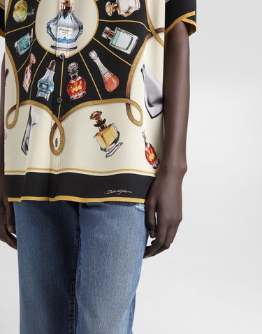 Košeľa Dolce & Gabbana Dolce & Gabbana Perfume Print Silk Shirt Béžová | G5LG9THI1V3HH5HZ, 3