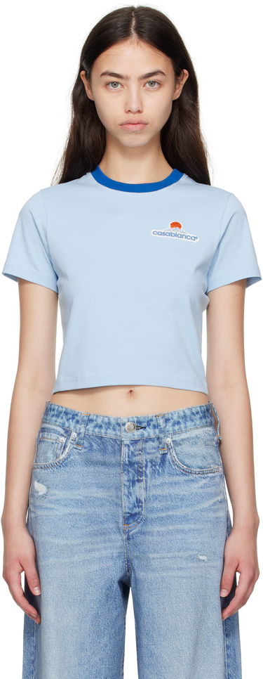 Crop Top Casablanca Casablanca Montage Cropped T-Shirt Modrá | WPF25-JTS-009-02, 0