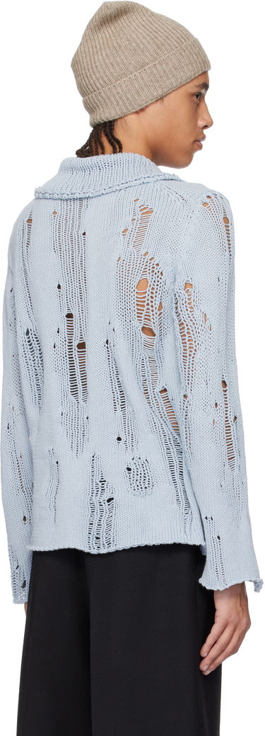 Polo tričko Acne Studios Distressed Knit Polo Modrá | A60566-, 2