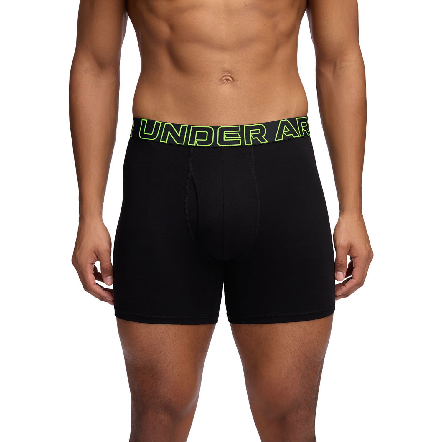 Boxerky Under Armour Performance Cotton Boxer Briefs, 6-Inch Inseam, 3-Pack Čierna | 1383889-004, 0