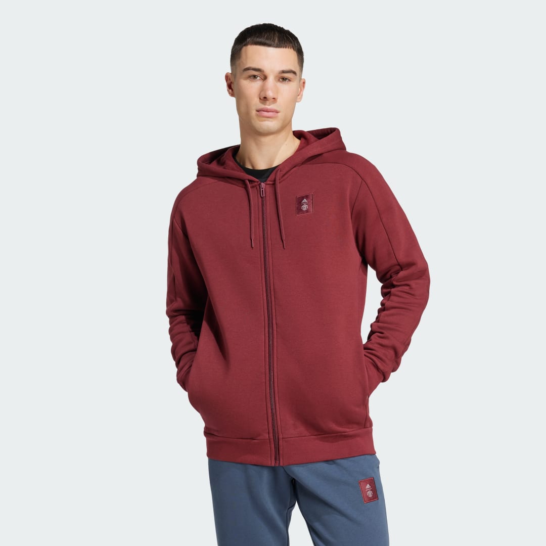 Mikina adidas Performance Manchester United Seasonal Full-Zip Hoodie Červená | IT4171, 0