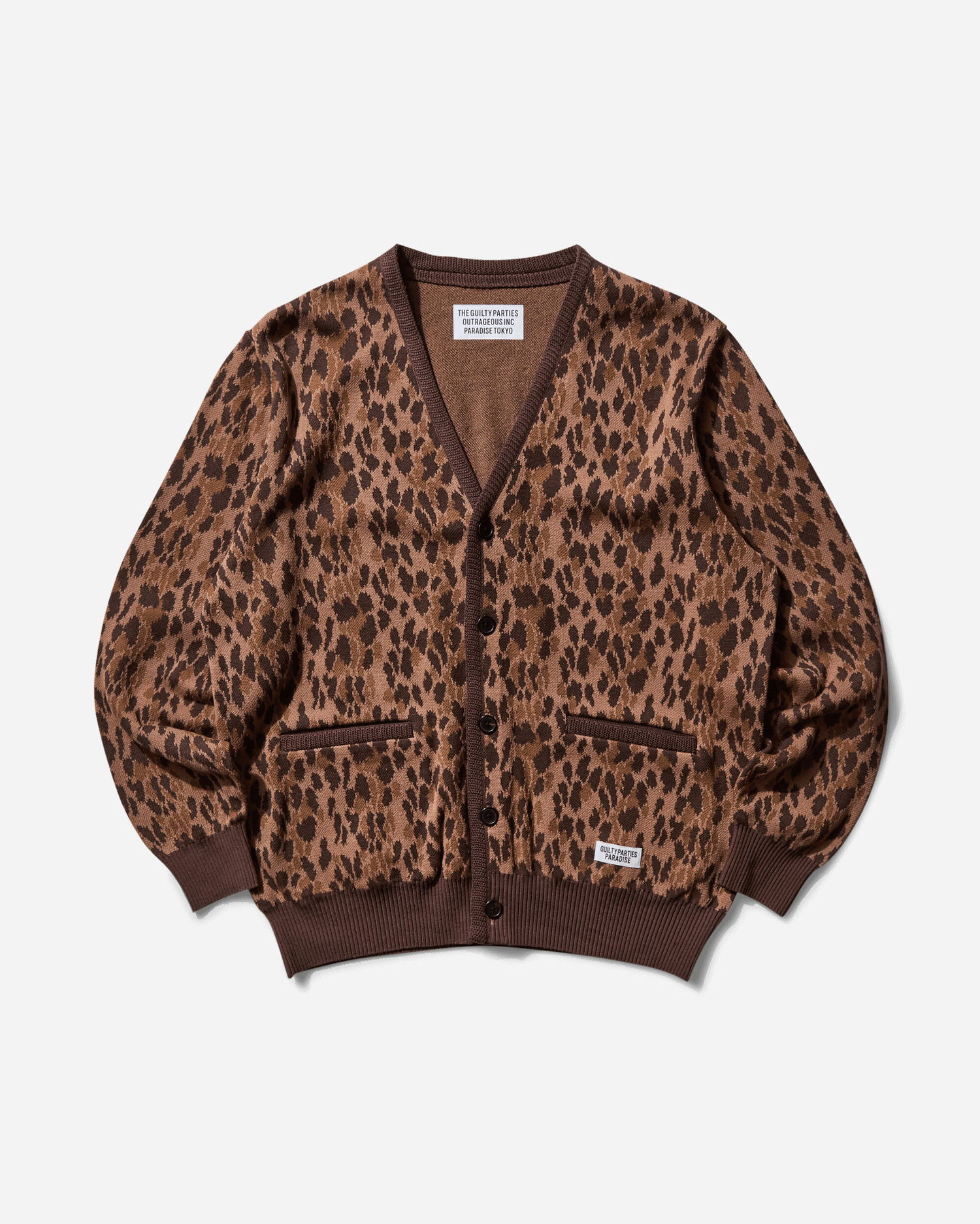 Sveter WACKO MARIA Leopard Jacquard Cardigan Type-2 Hnedá | 25SSE-WMK-KN06 BROWN, 1