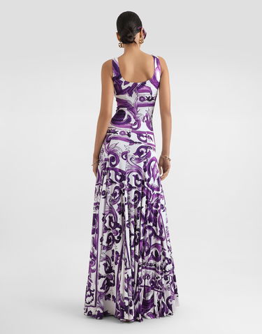 Šaty Dolce & Gabbana Dolce & Gabbana Majolica-Print Sleeveless Maxi Dress Fialová | F6DAOTFS8C0IP3TN, 2