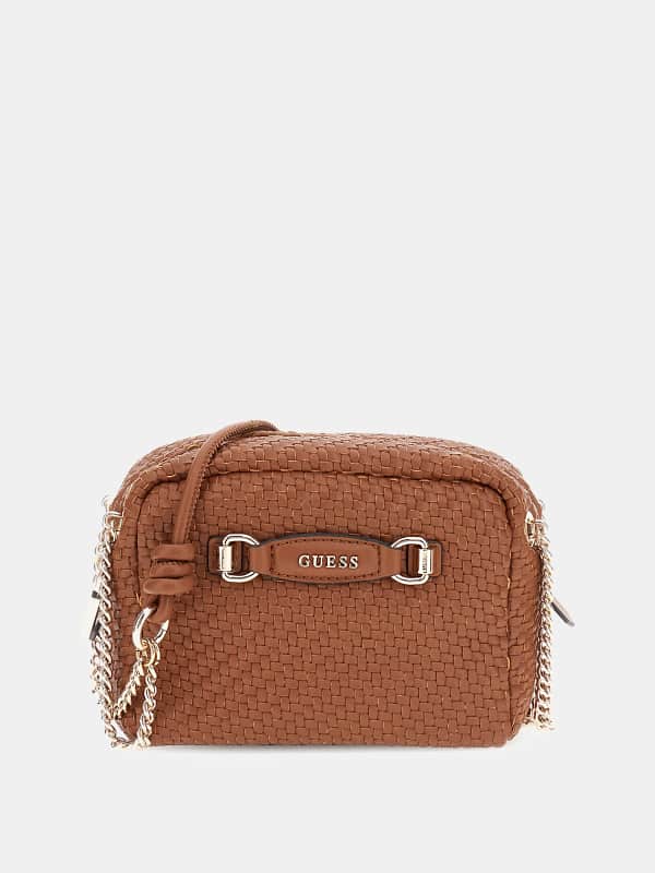 Taška cez rameno GUESS Woven Mini Crossbody Bag Hnedá | HWWG9530140, 0