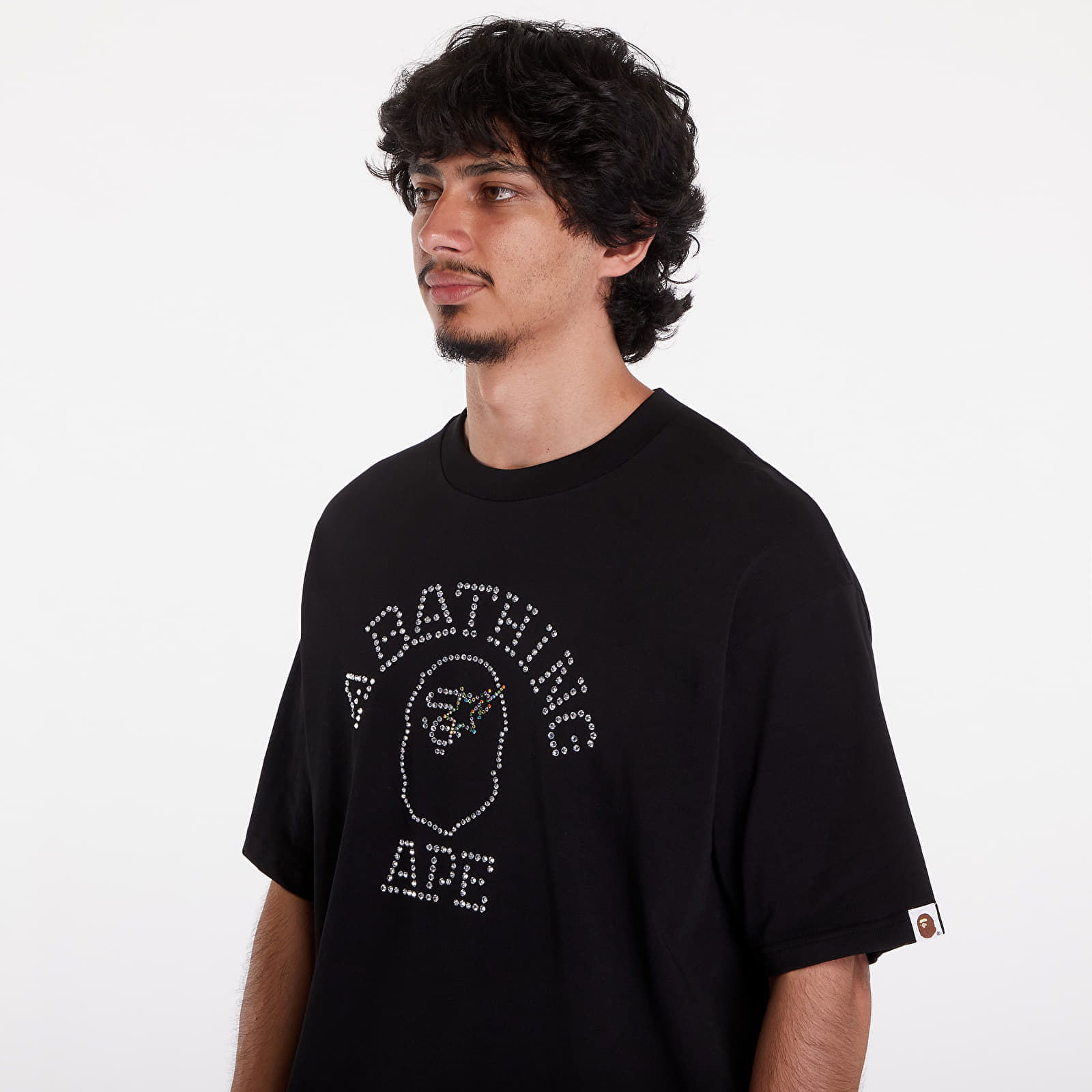 A BATHING APE Rhinestone College Relaxed Fit Tee