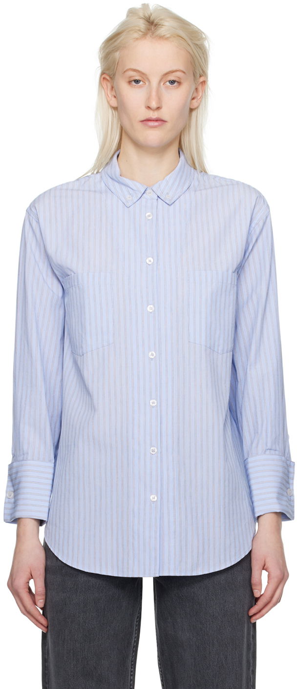 Košeľa Anine Bing Striped Cotton Shirt Modrá | A-07-3826-404, 0