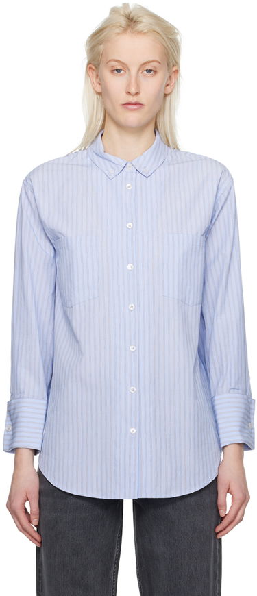 Košeľa Anine Bing Striped Cotton Shirt Modrá | A-07-3826-404, 0