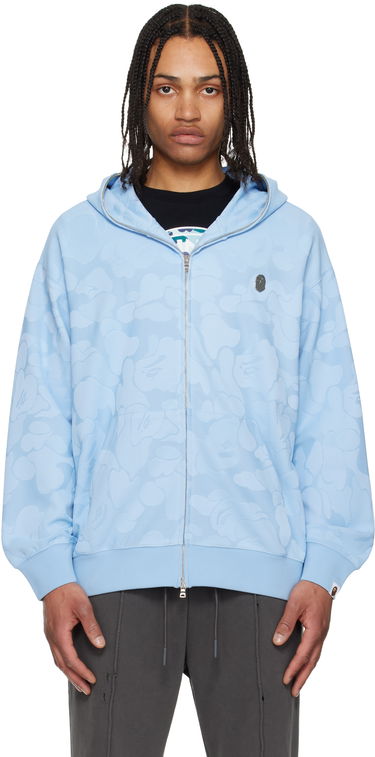 Mikina BAPE A Bathing Ape Camo Jacquard Zip Hoodie Modrá | 001ZPL301302M, 0