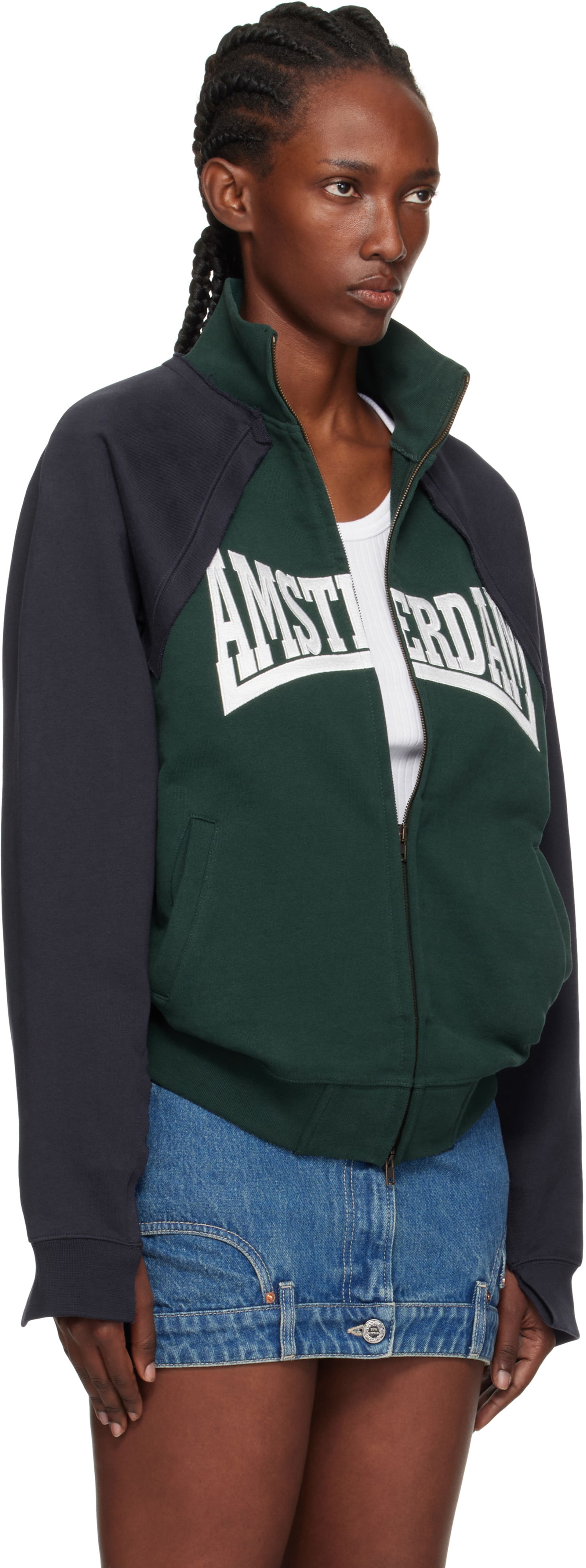 Mikina VETEMENTS Vetements 'Amsterdam' Patched Zip-Up Sweatshirt Navy | UH76ZU760EN, 1