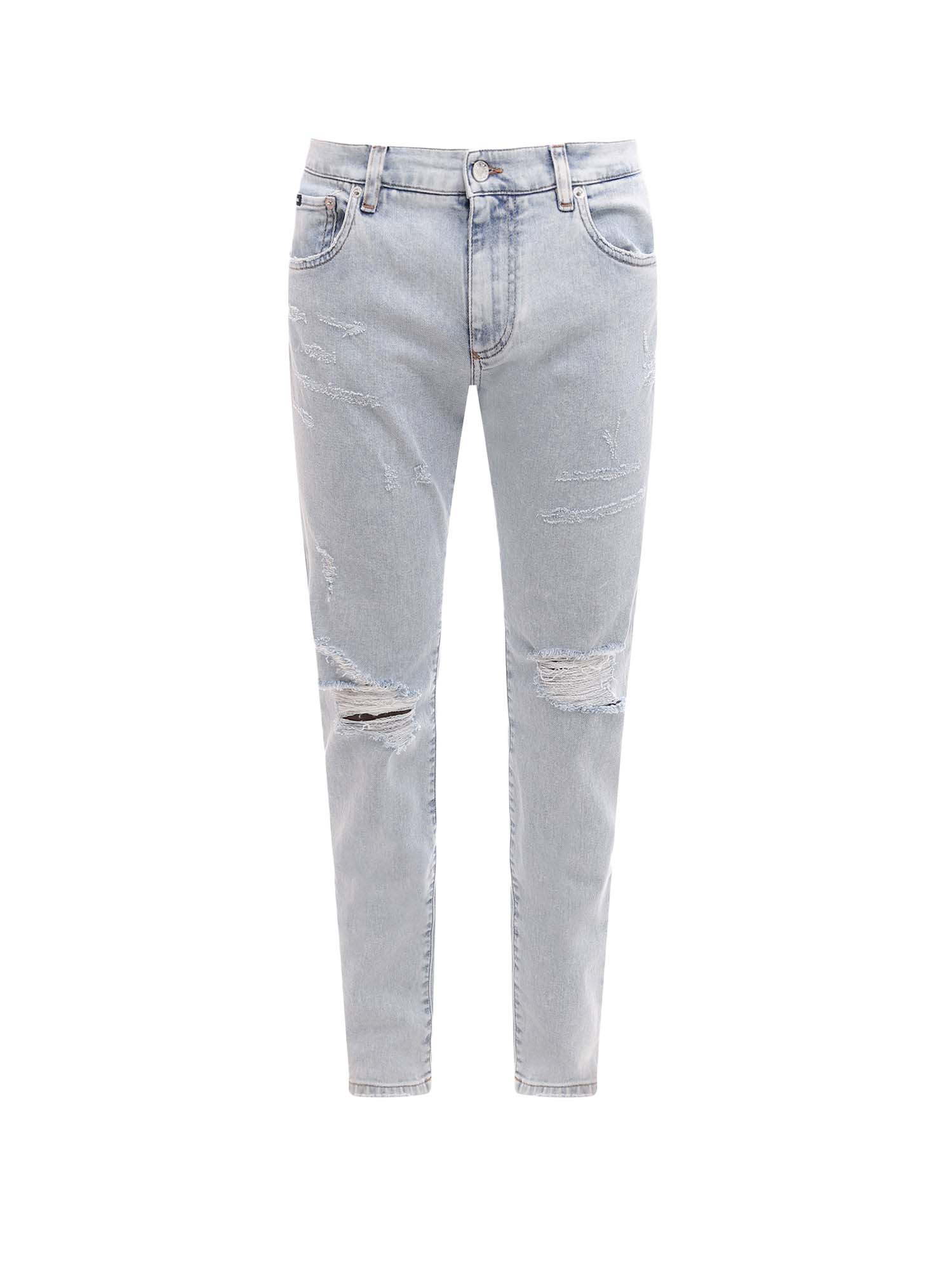 Džínsy Dolce & Gabbana Stretch Cotton Ripped Effect Jeans Blue Šedá | GY07CDG8FS9#S9001, 0