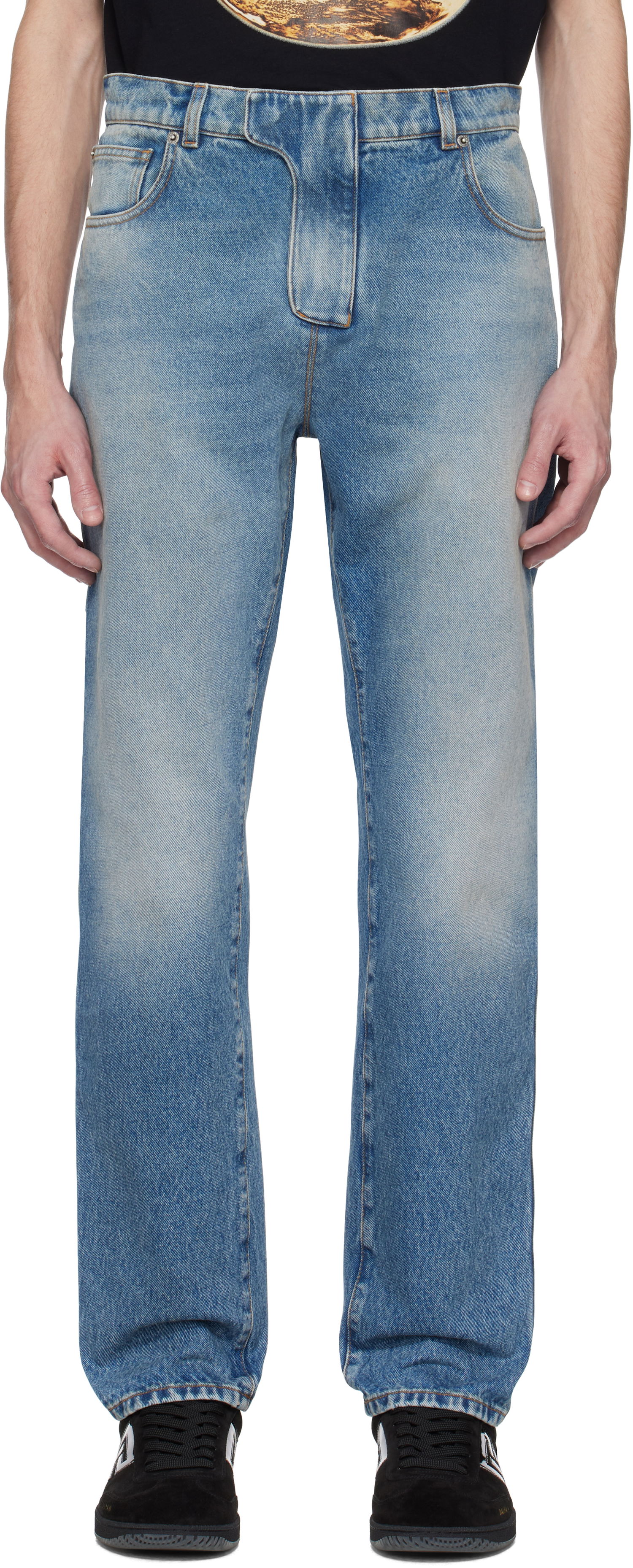 Džínsy Balmain Balmain Regular Fit Jeans Modrá | EH0MI083DF44, 0
