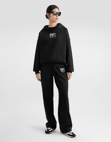 Mikina Dolce & Gabbana Dolce & Gabbana Jersey Hoodie with Rhinestone DG Logo Čierna | F9S48ZGDCXWN0000, 1