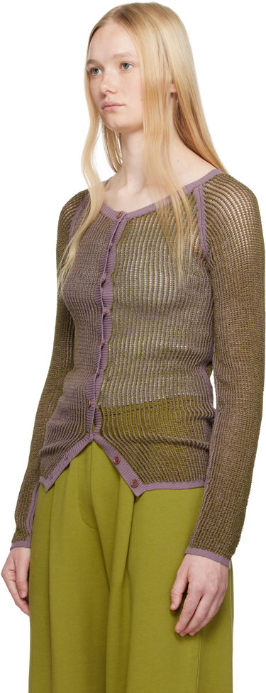 Sveter Dries Van Noten Dries Van Noten Open Knit Cardigan Fialová | 251-011244-1709, 3