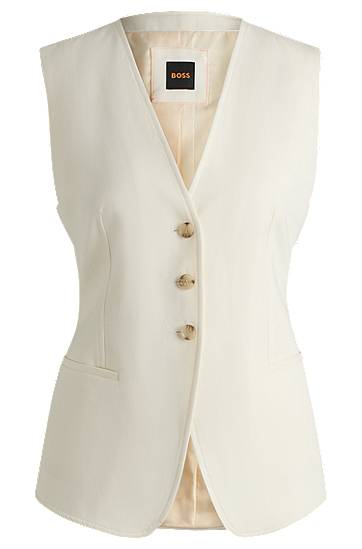 Vesta BOSS Single-Breasted Waistcoat Biela | 50546216, 0