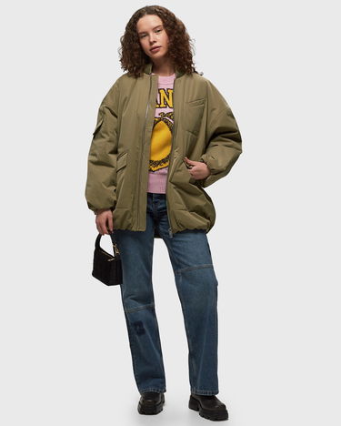 Bomber bunda GANNI Oversized Bomber Jacket "Khaki" Zelené | F8648, 1