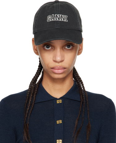 Šiltovka GANNI GANNI Embroidered Logo Baseball Cap Čierna | A6300, 0