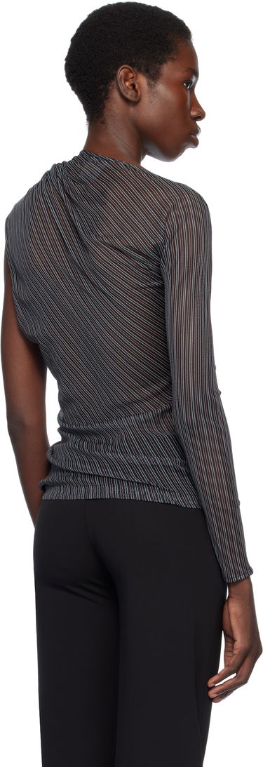 Tričko Courrèges Courrèges Asymmetric Striped Mesh Top Čierna | 125JTO387PR0099, 2