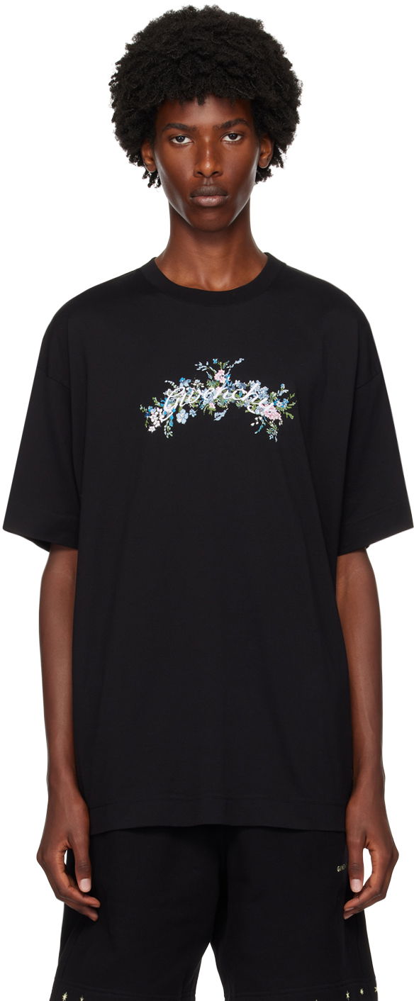 Tričko Givenchy Floral Logo T-Shirt Čierna | BM71JA3YMU001, 0