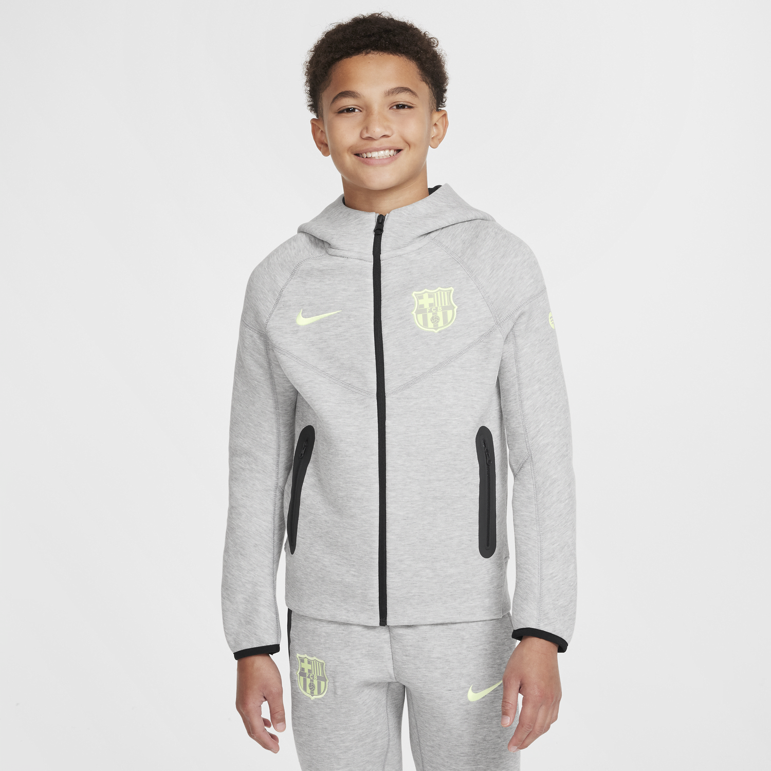 Mikina Nike FC Barcelona Tech Fleece Full-Zip Hoodie Šedá | FN8500-065, 1