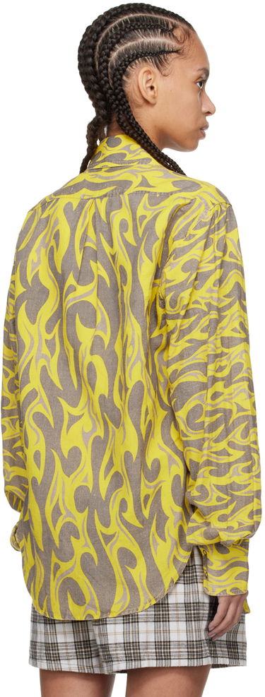 Košeľa ERL ERL Flame Print Relaxed Shirt Žltá | ERL08B004, 2