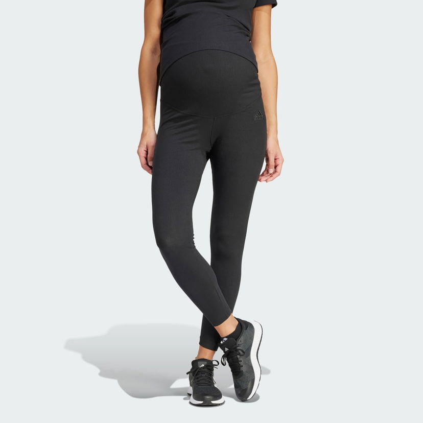 Legíny adidas Performance Sportswear Ribbed High-Waist 7/8 Leggings (Maternity) Čierna | IP2286