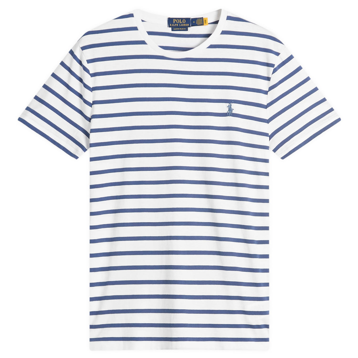 Tričko Polo by Ralph Lauren Stripe Custom Slim Fit T-Shirt Modrá | 710938134009-BLU, 1