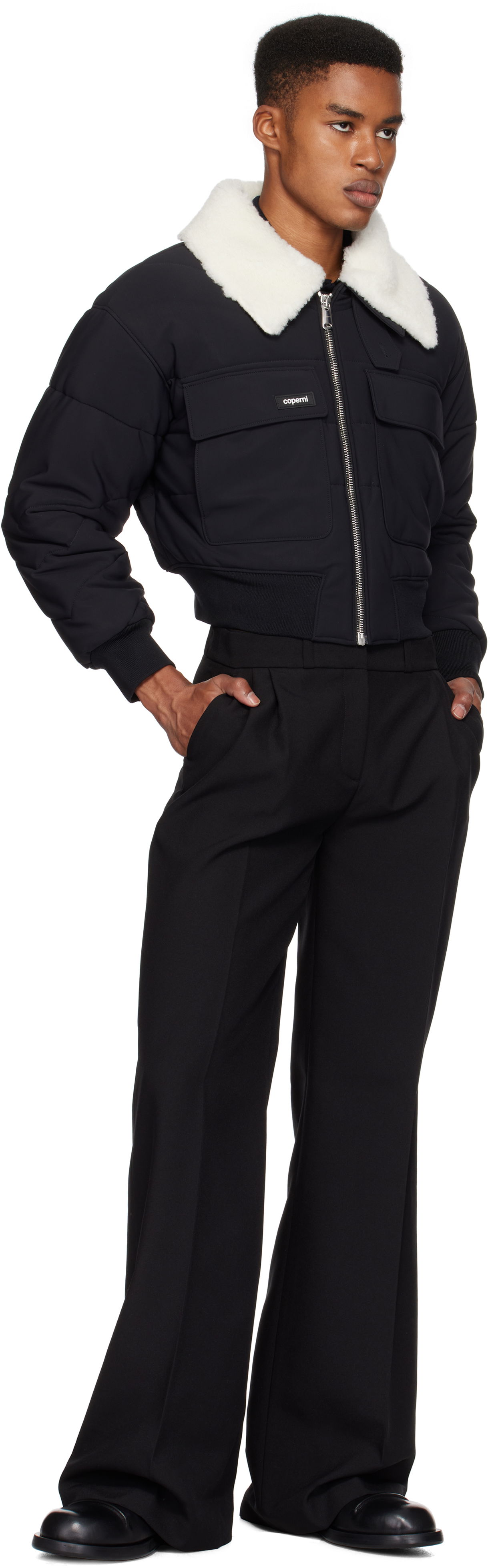 C+ Shearling Collar Bomber Jacket