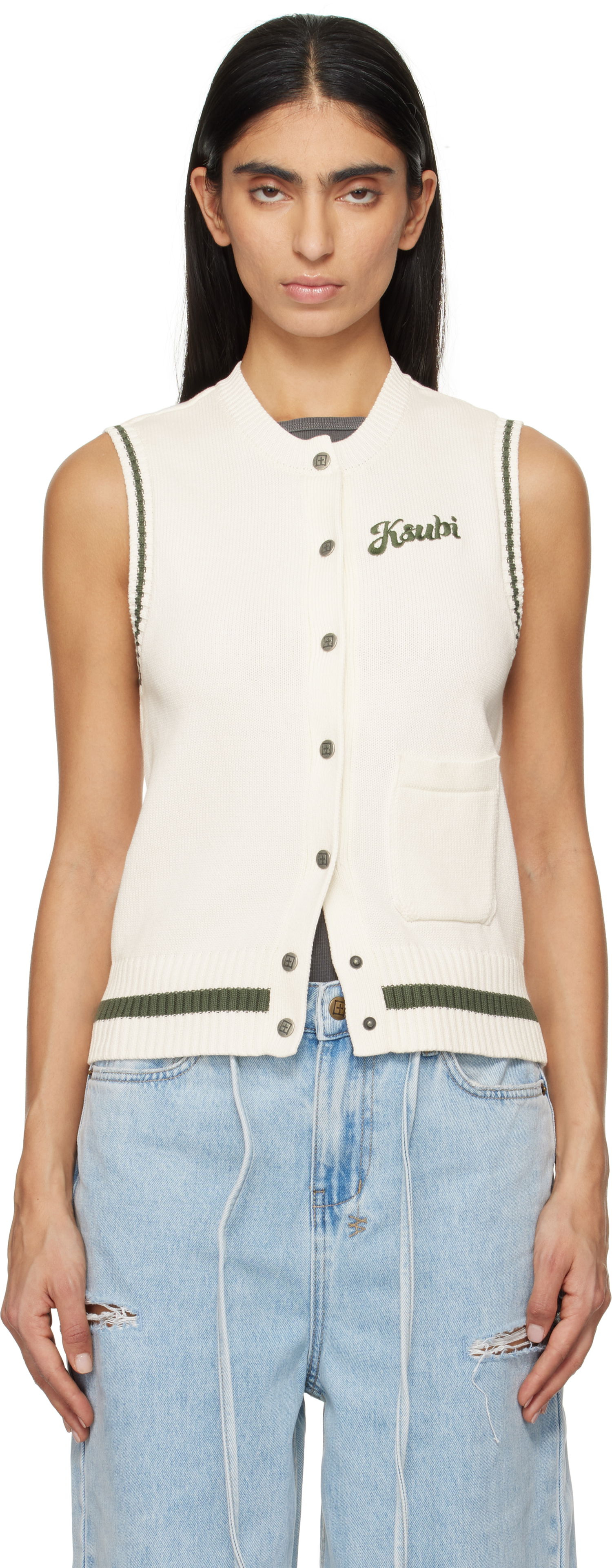 Sveter Ksubi Sleeveless Buttoned Vest Biela | WPS25KW001, 0