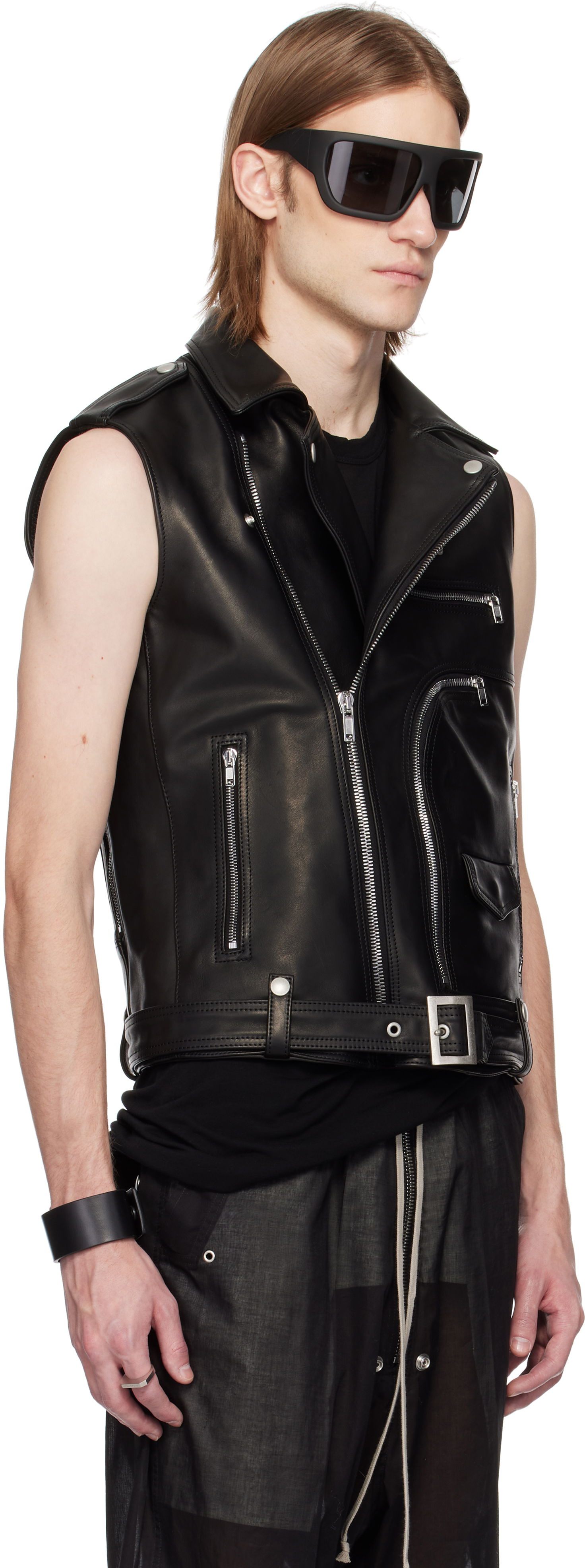 Vesta Rick Owens Rick Owens Hollywood SL Bauhaus Stooges Leather Vest Čierna | RR01E5710 LHJP, 1