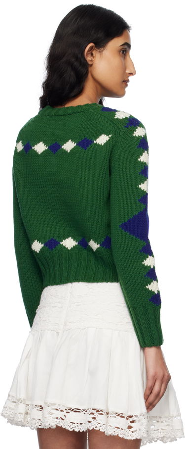 Sveter Bode Bode Diamond Corral Knit Sweater Zelené | WRS25KT015, 2