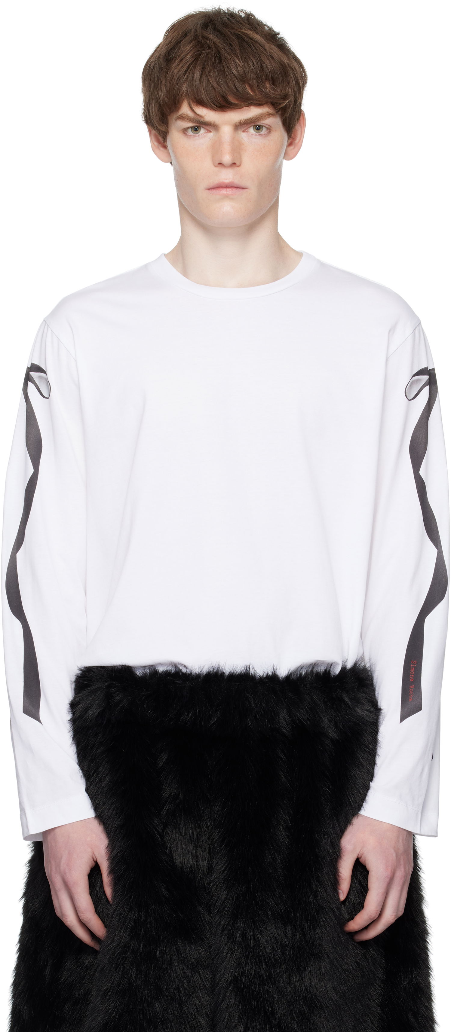 Tričko Simone Rocha Simone Rocha Ribbon Bow Tail Long Sleeve T-Shirt Biela | 5194P54-M 0569, 0