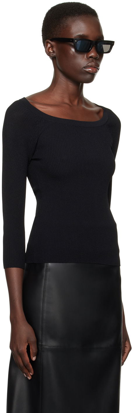 Sveter Max Mara Ribbed Knit Off Shoulder Top Čierna | 2411361102600, 1