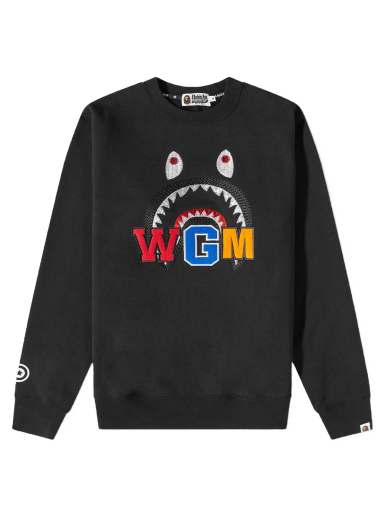 Mikina BAPE A Bathing Ape Shark Embroidery Crew Sweat Čierna | 001SWI801013M-BLK