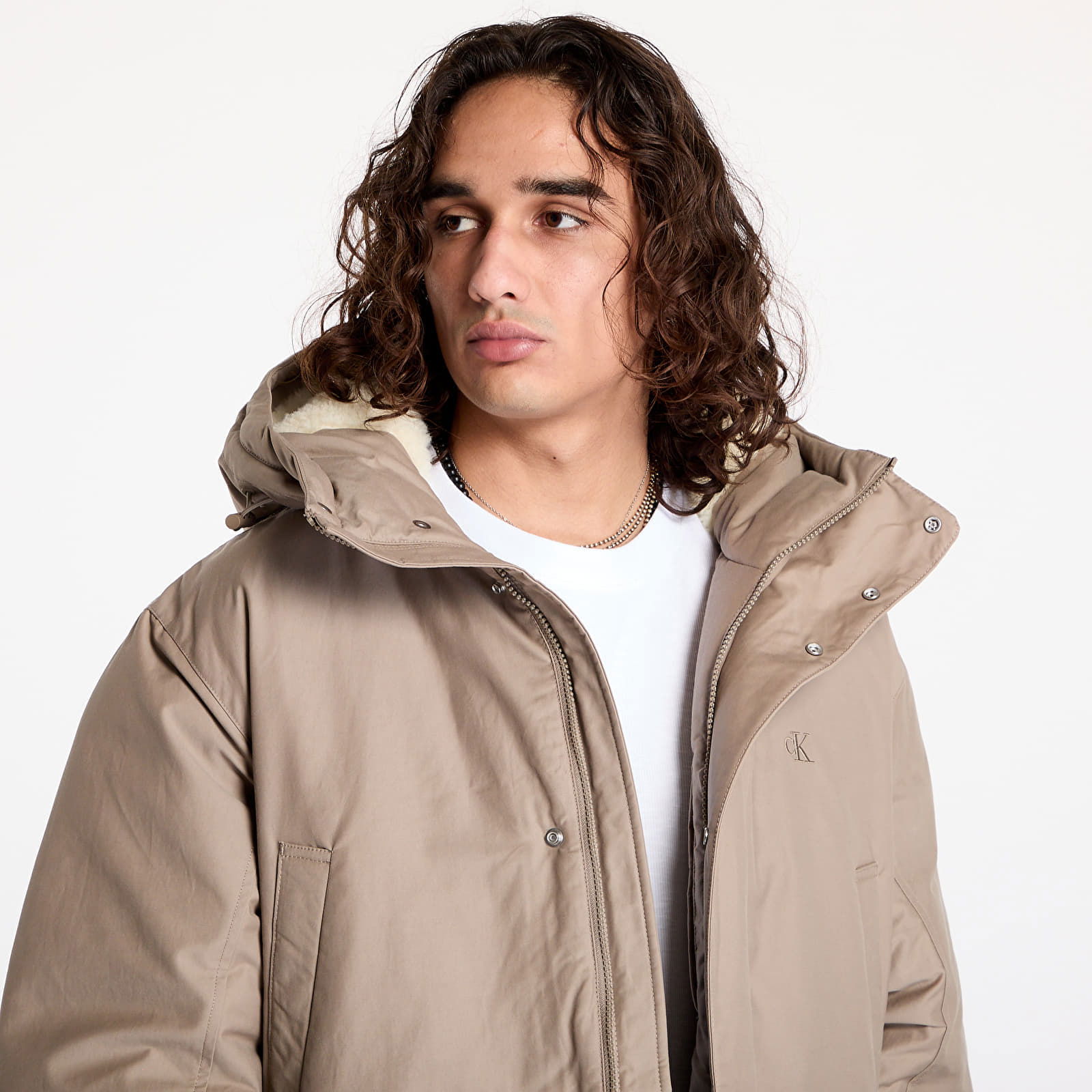 Warm Cotton Nylon Parka Gray