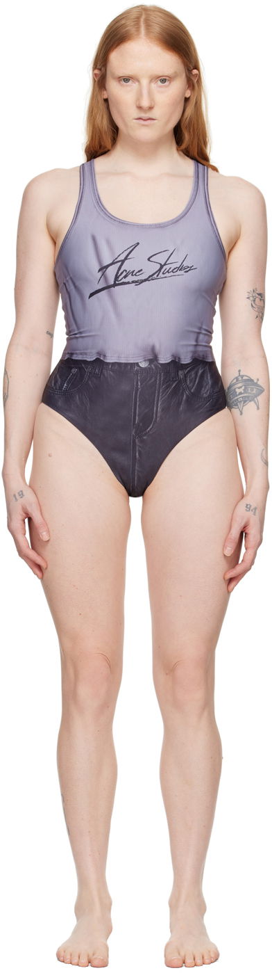 Plavky Acne Studios Printed Swimsuit Šedá | AJ0011-, 0