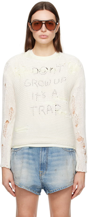 Sveter R13 R13 Distressed Knit Sweater Biela | R13WY205-Y032B, 0