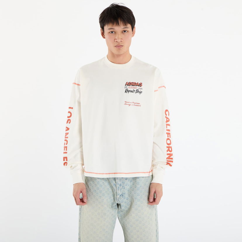 Tričko adidas Originals Wilshire Long Sleeve Graphic Contrast Stitch T-Shirt Biela | JX6142