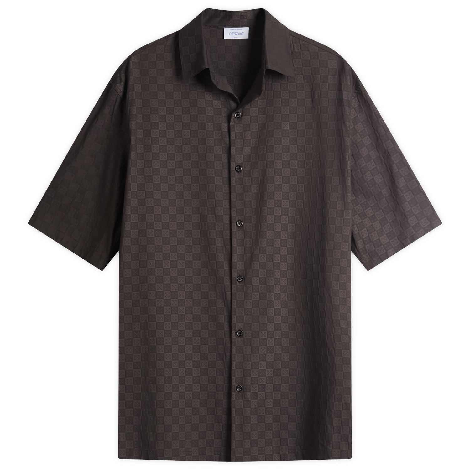 Košeľa Off-White Off-White Damier Jacquard Bowling Shirt, Size Small Hnedá | OMGG013S25FAB0046G00, 0