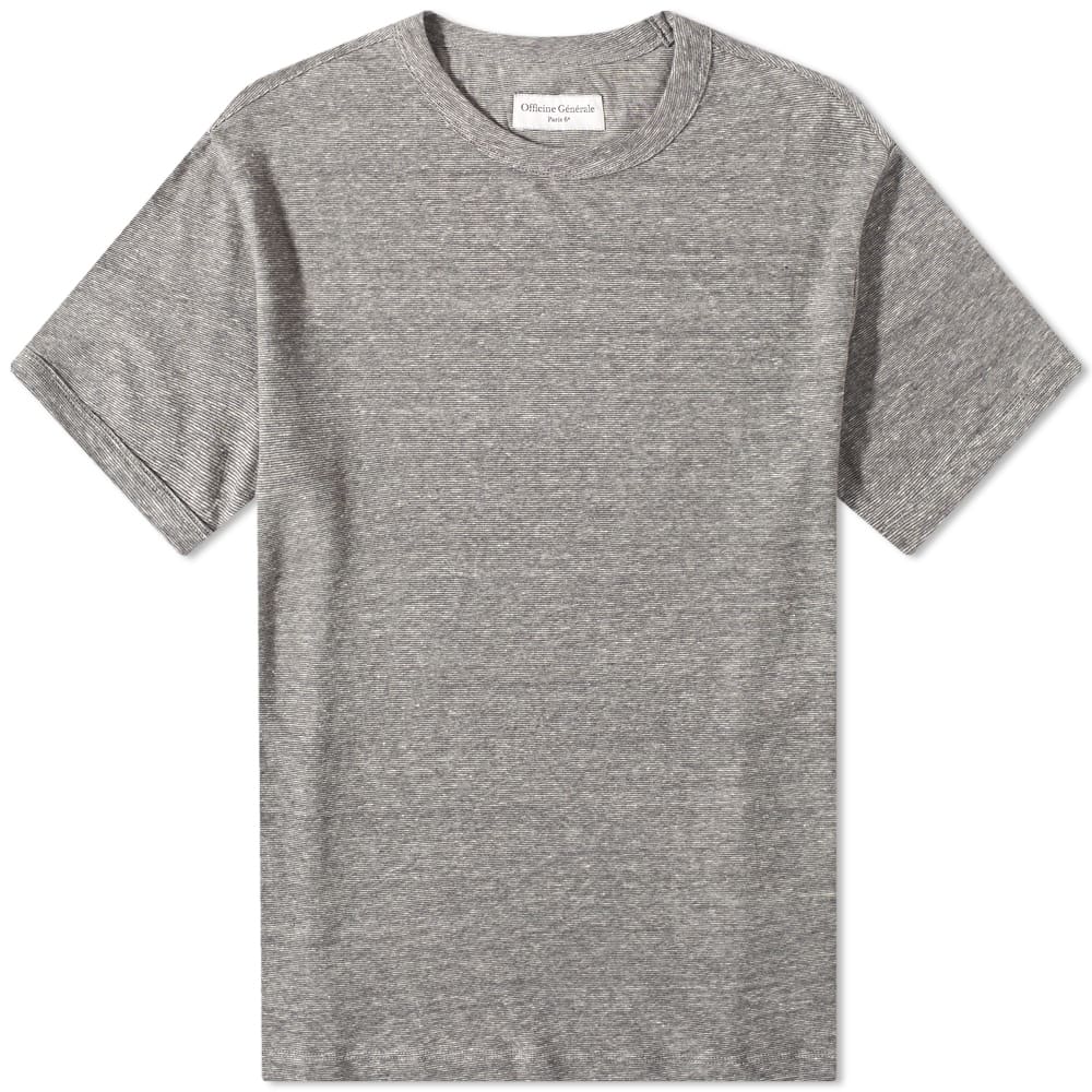 Tričko Officine Générale Officine Generale Mini Stripe T-Shirt "Ecru/Heather" Šedá | S23-MTEE-203, 0
