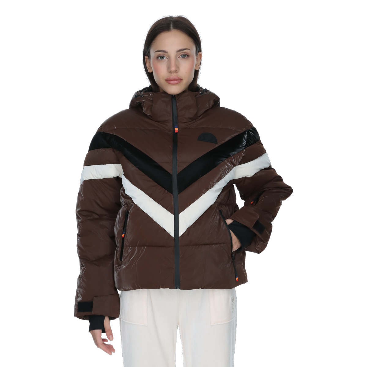 Prešívaná bunda Ellesse Milica Chevron Puffer Jacket Hnedá | ELA253F501-41, 0