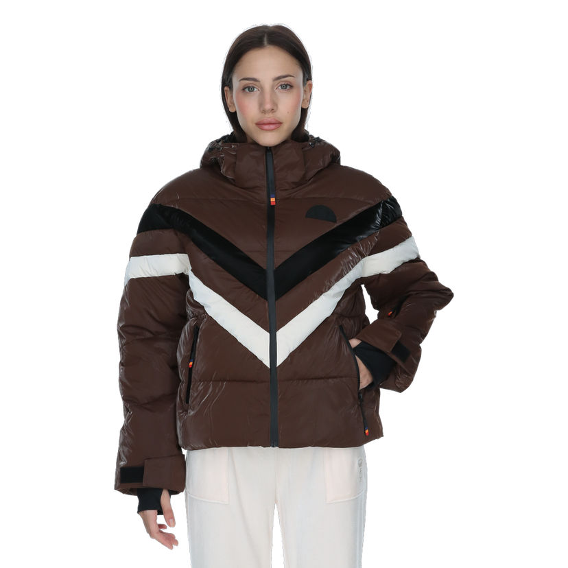 Prešívaná bunda Ellesse Milica Chevron Puffer Jacket Hnedá | ELA253F501-41
